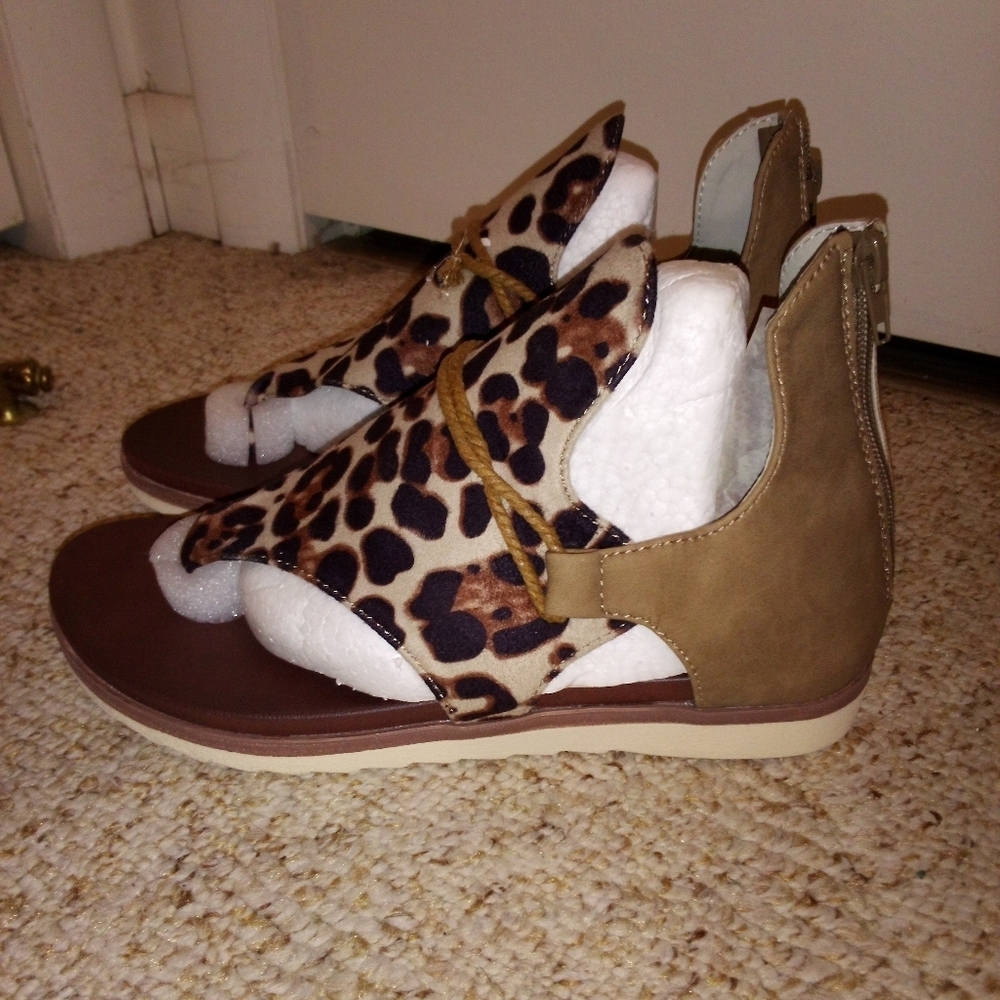 NWOT leopard print gladiator sandals unbranded size 40 - Picture 4 of 7